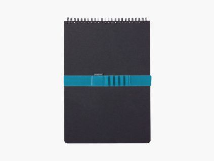 Produkt Kroužkový blok Spiral A4 černý s tyrkysovou gumičkou